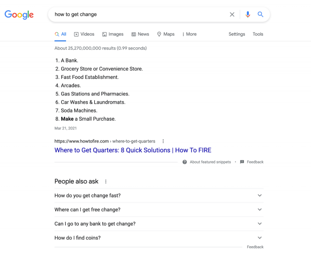 how to get change serp